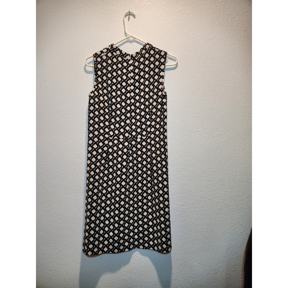 Max Mara Sleeveless Shift Dress Black‎ white Geometric Womens Italy